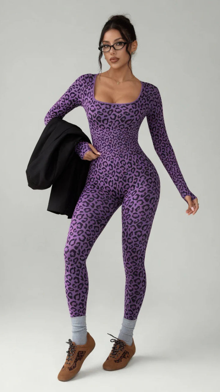 Basic Leopard Print Jumpsuit