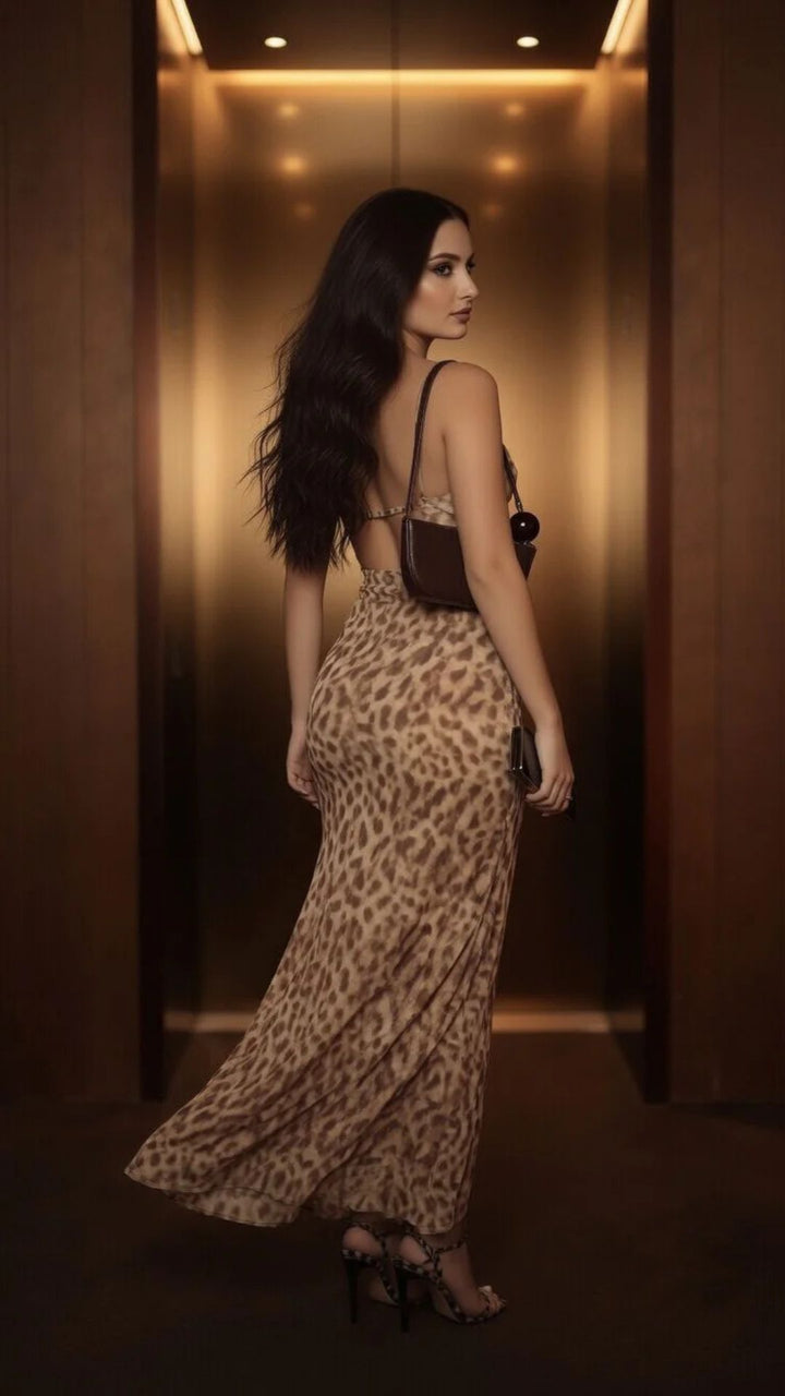 Leopard Print Midi Dress