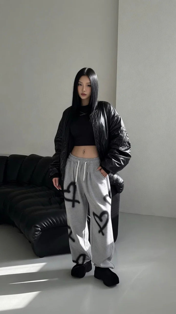 Love Heart Print Joggers