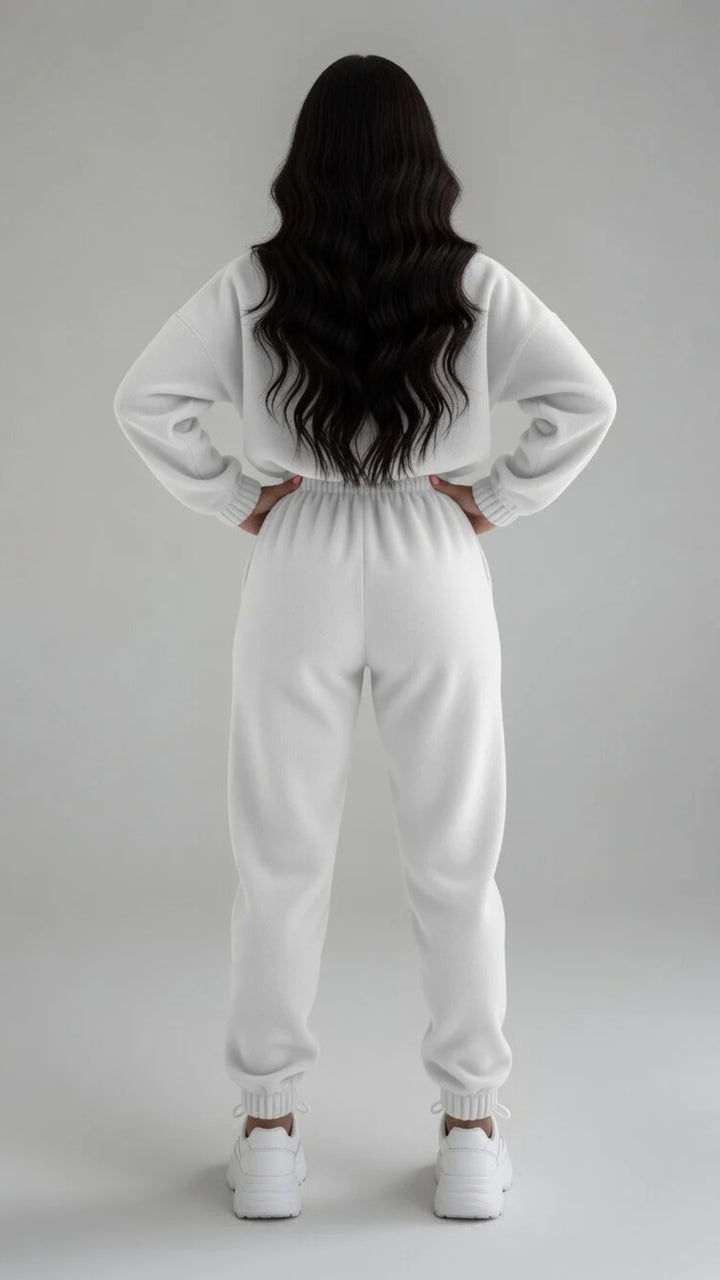 Half-Zip Detail Oversized Fleece Top &amp; Jogger Set