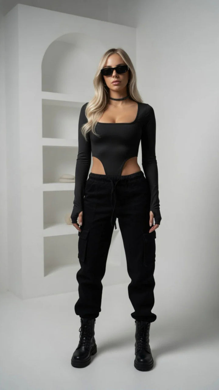 Square Neck Long Sleeve Bodysuit