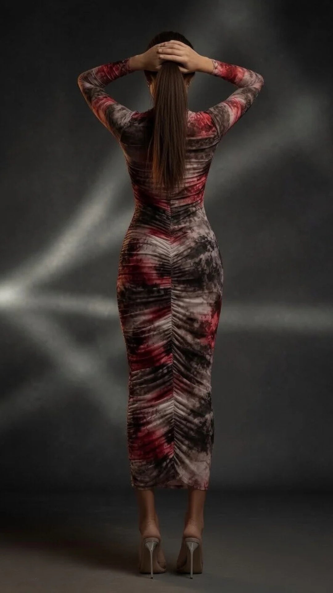 Multi-Colour Print Midi Dress
