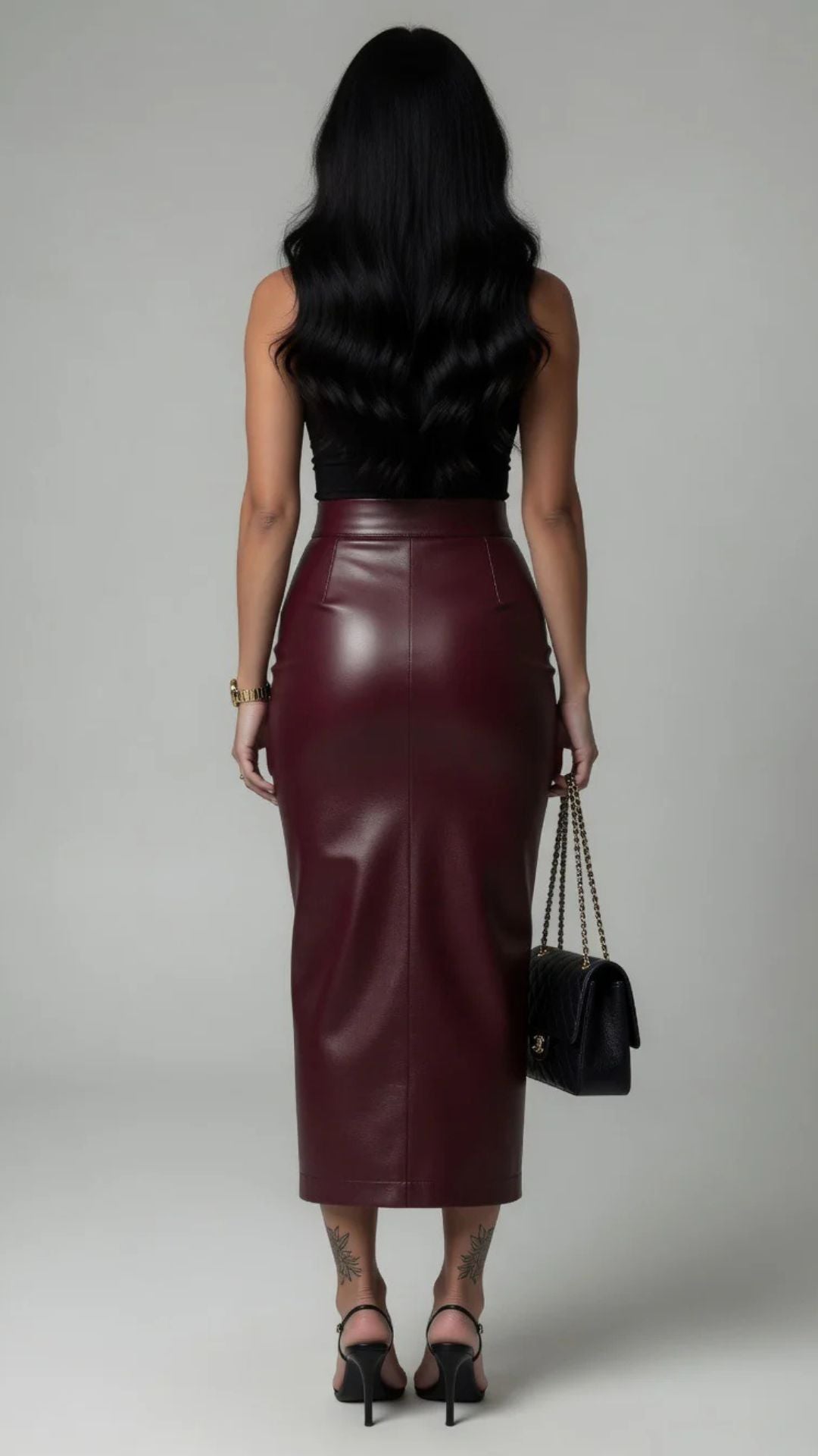 Faux Leather Midi Skirt