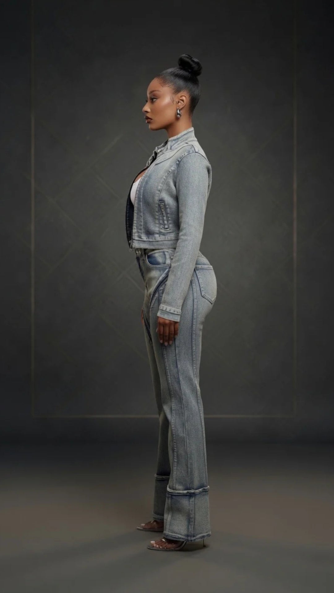 Biker-Style Denim Jacket and Jeans Set