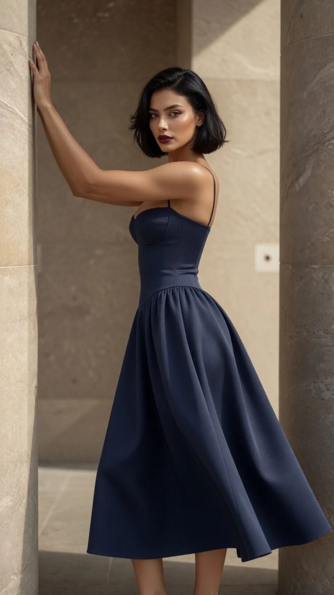 Corset Spaghetti Strap Midi Dress