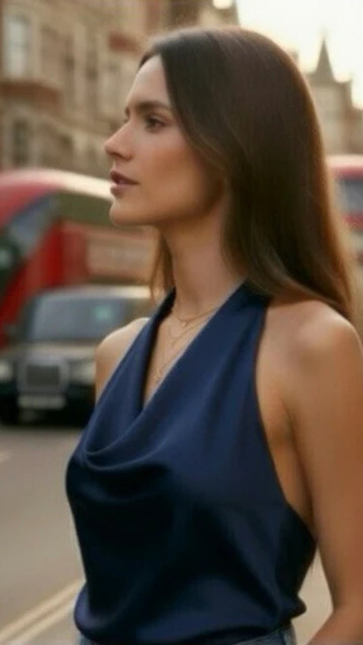 Satin Cowl Neck Top