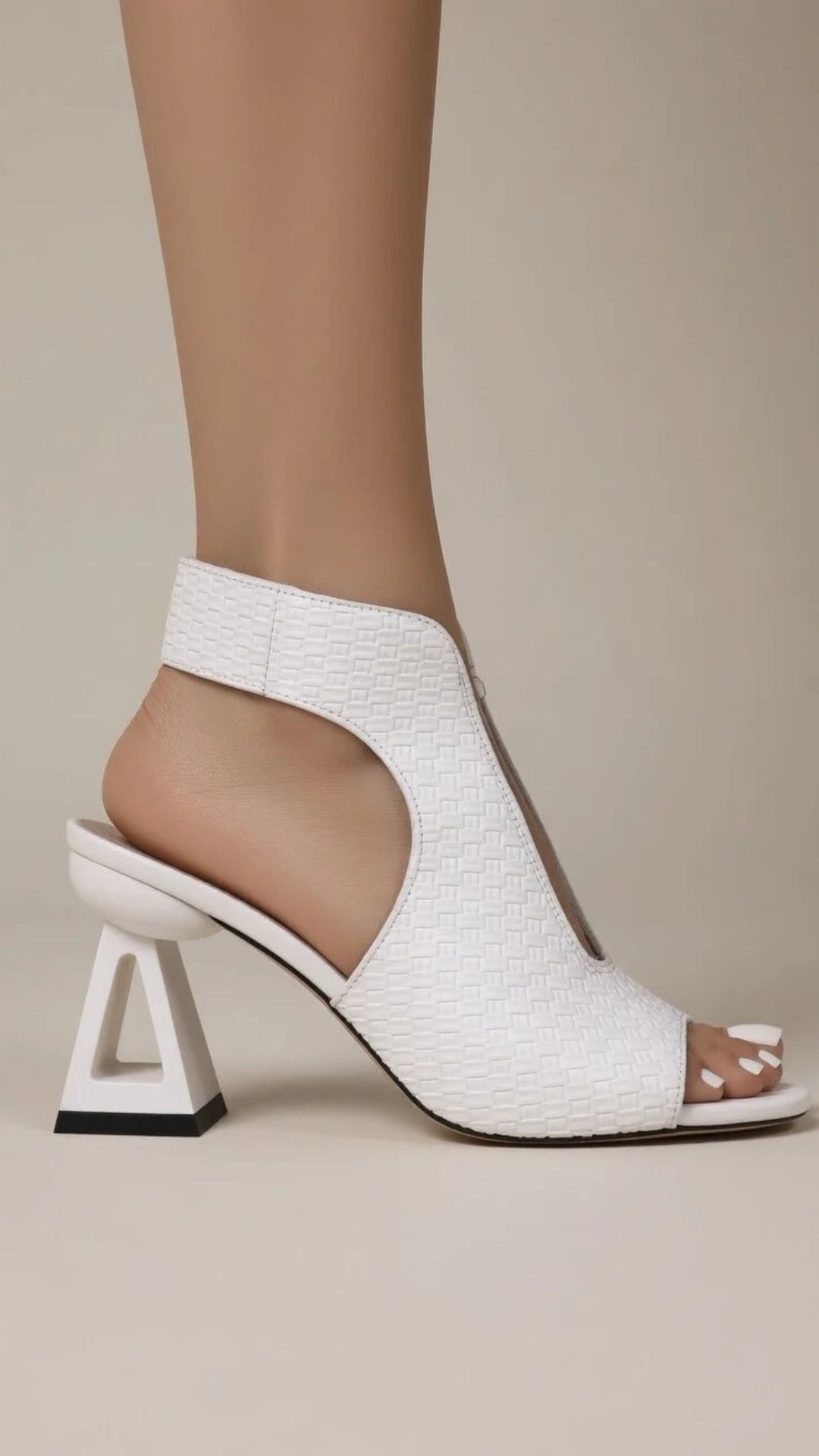 PU Leather Open-Toe Stiletto High Heels