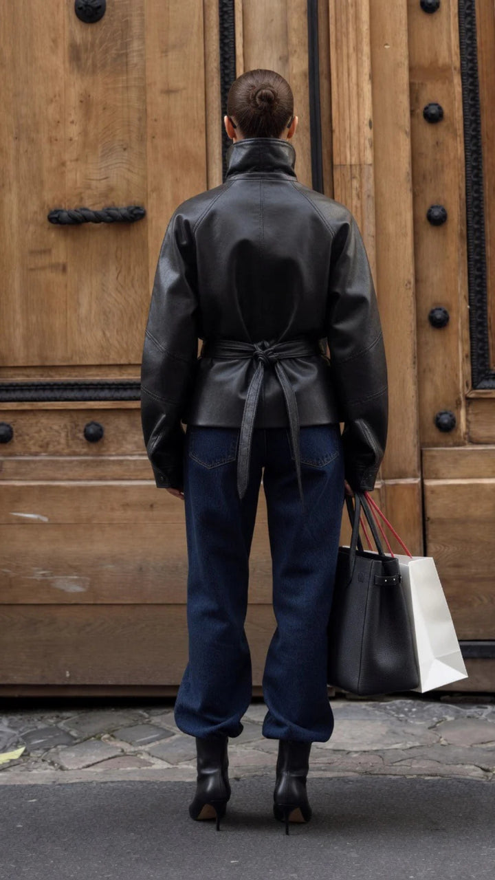 Faux Leather Trench-Coat Jacket