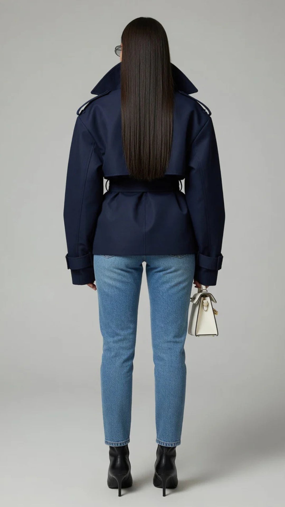 Cropped Lace-Up Detail Trench-Coat