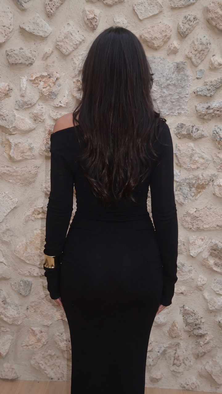 Off-Shoulder Long Sleeve Ruched Bodycon Maxi Dress