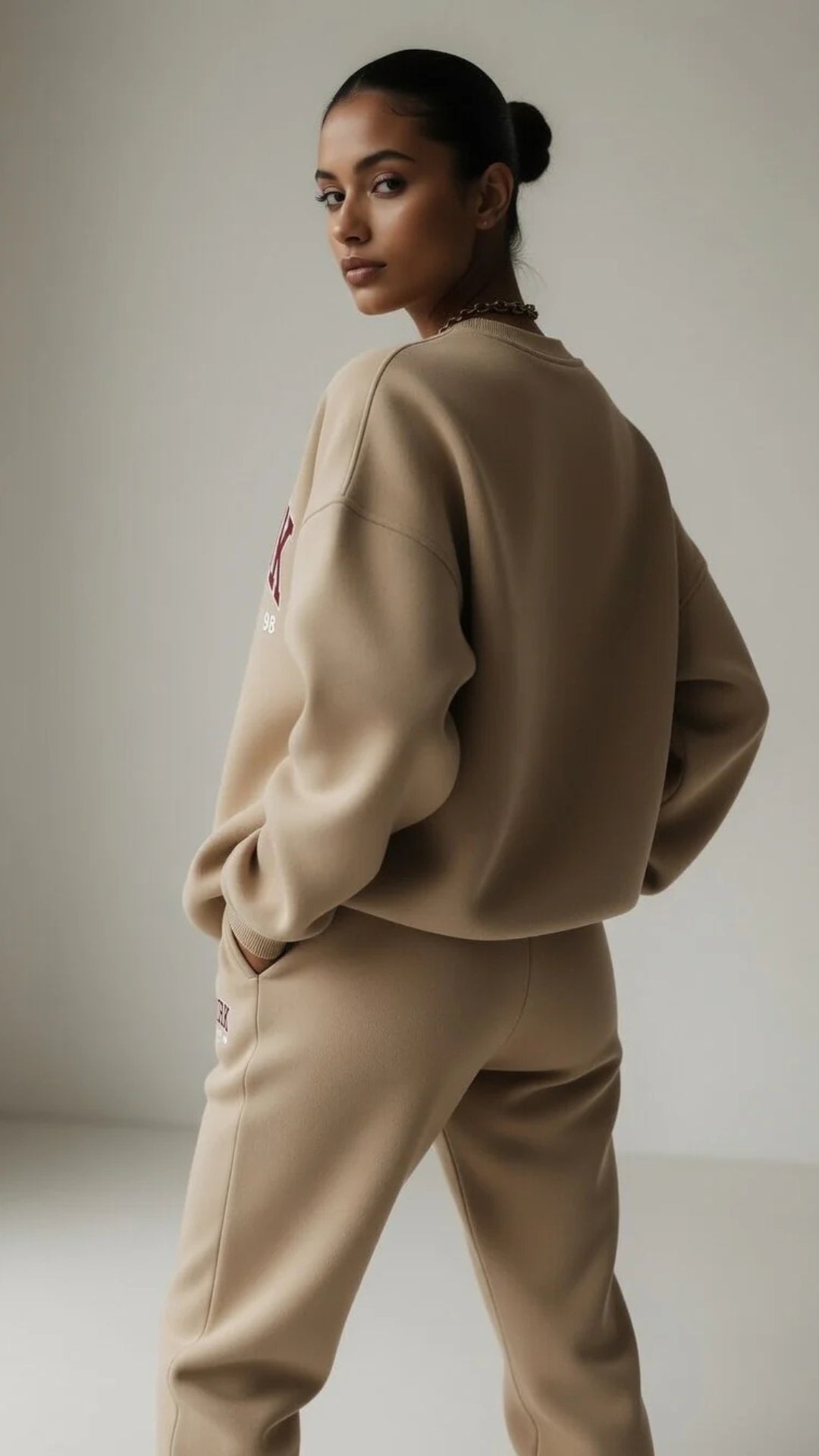 Oversized “New York” Print Sweatshirt and Wide-Leg Trouser Set