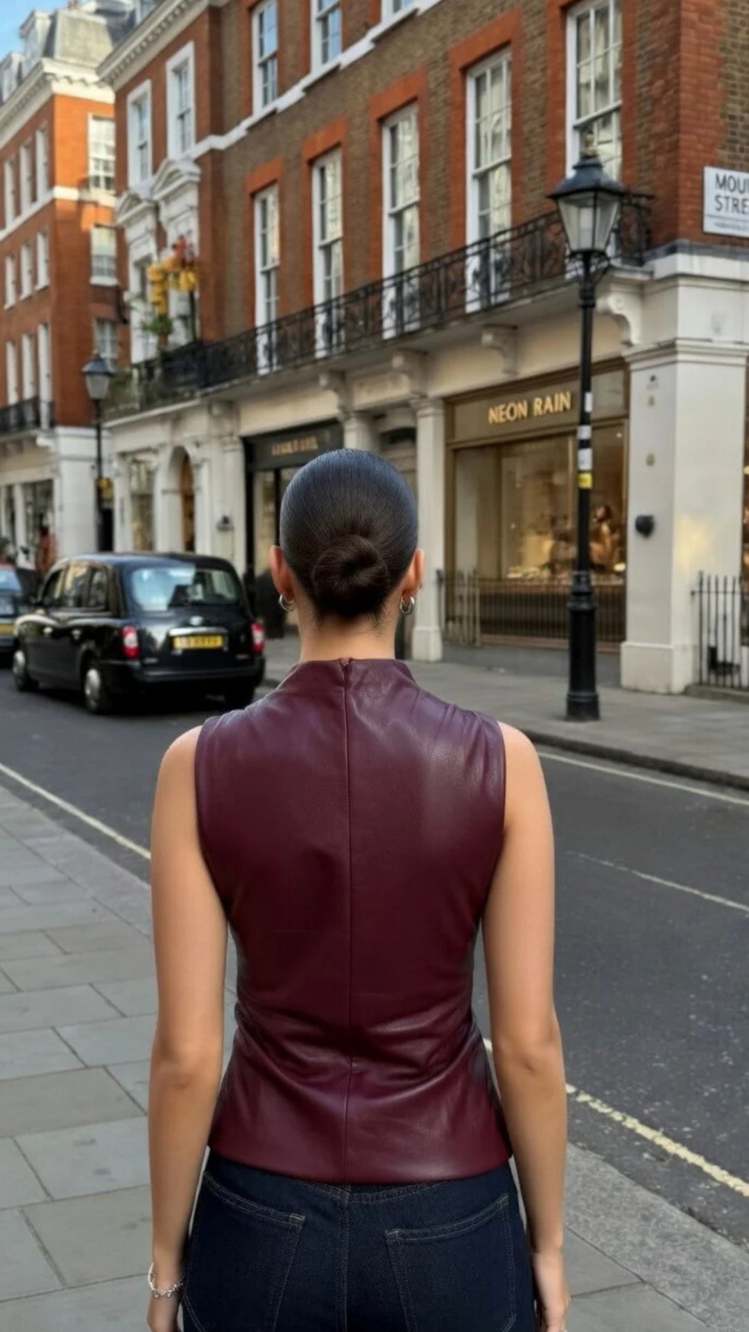 Faux Leather High Neck Sleeveless Top