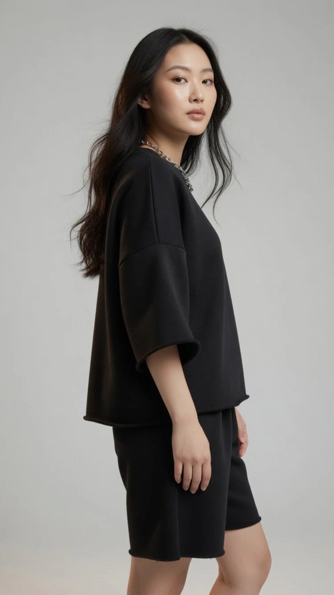 Oversized Crop Sweatshirt &amp; Shorts Set