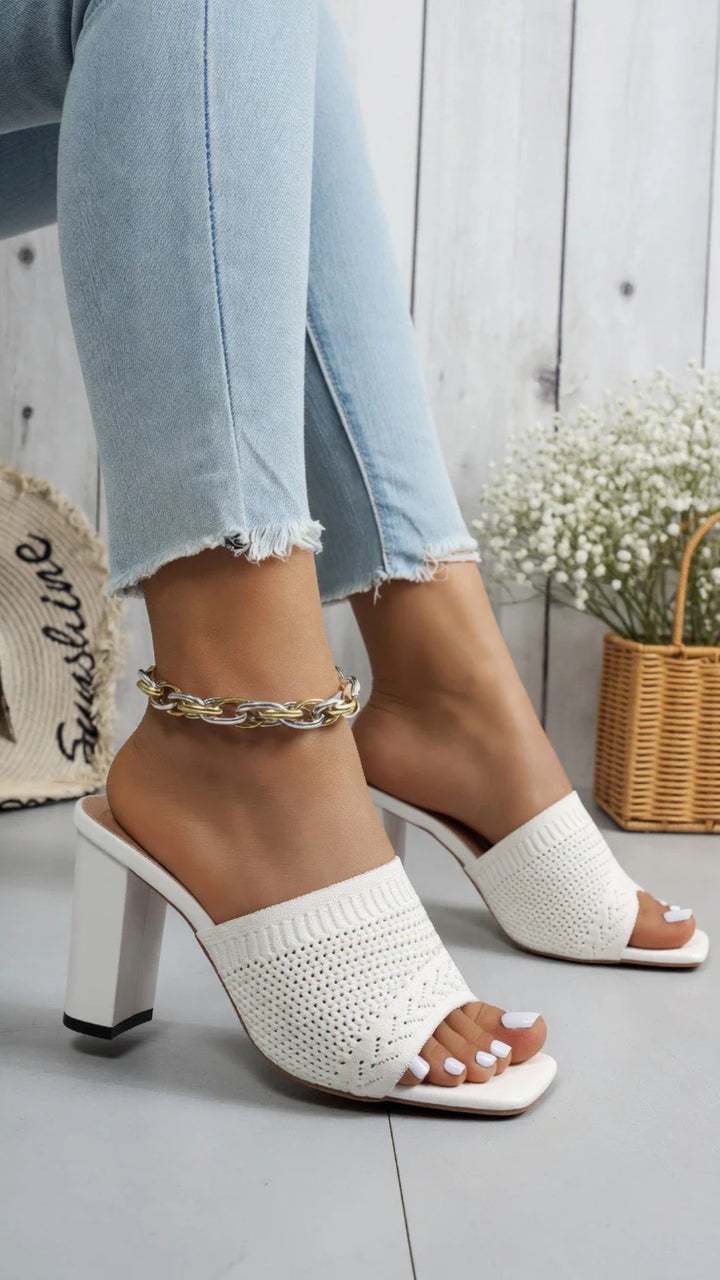 Square-Toe High Heels