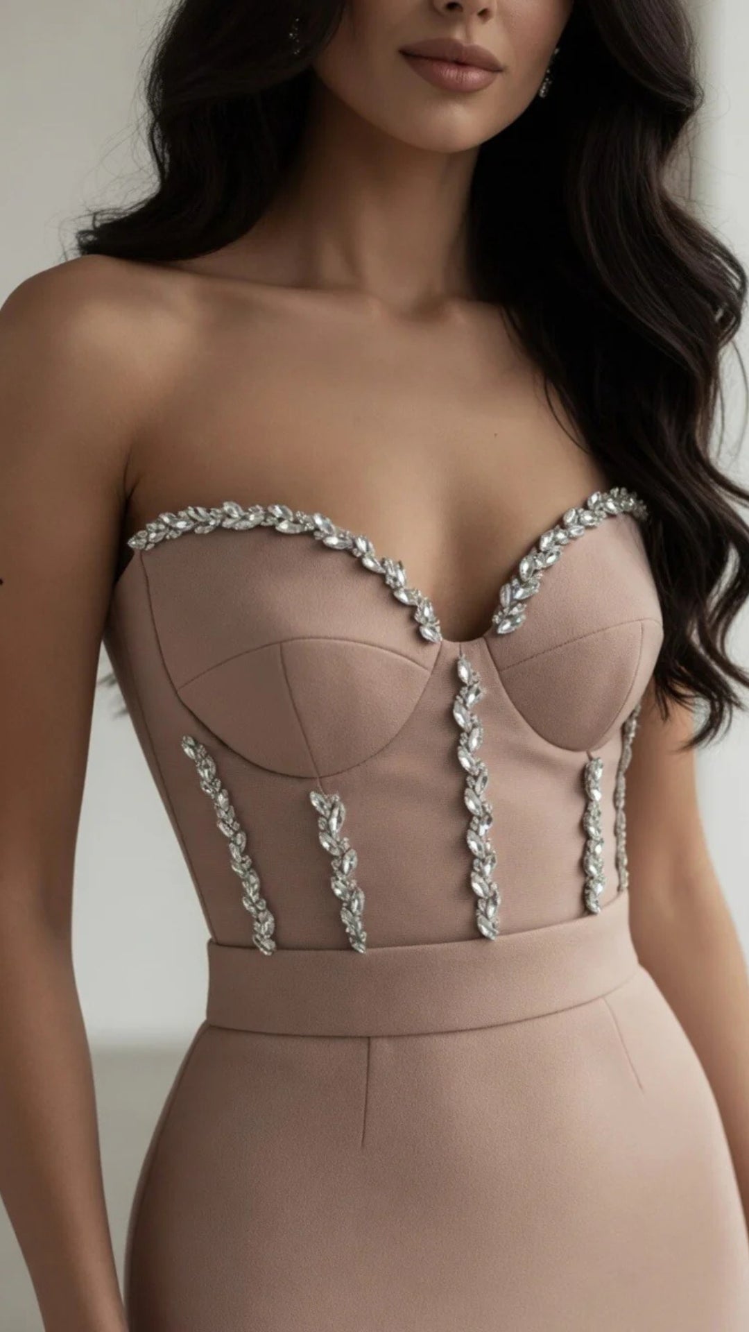 Pink Rhinestone Detail Midi Dress