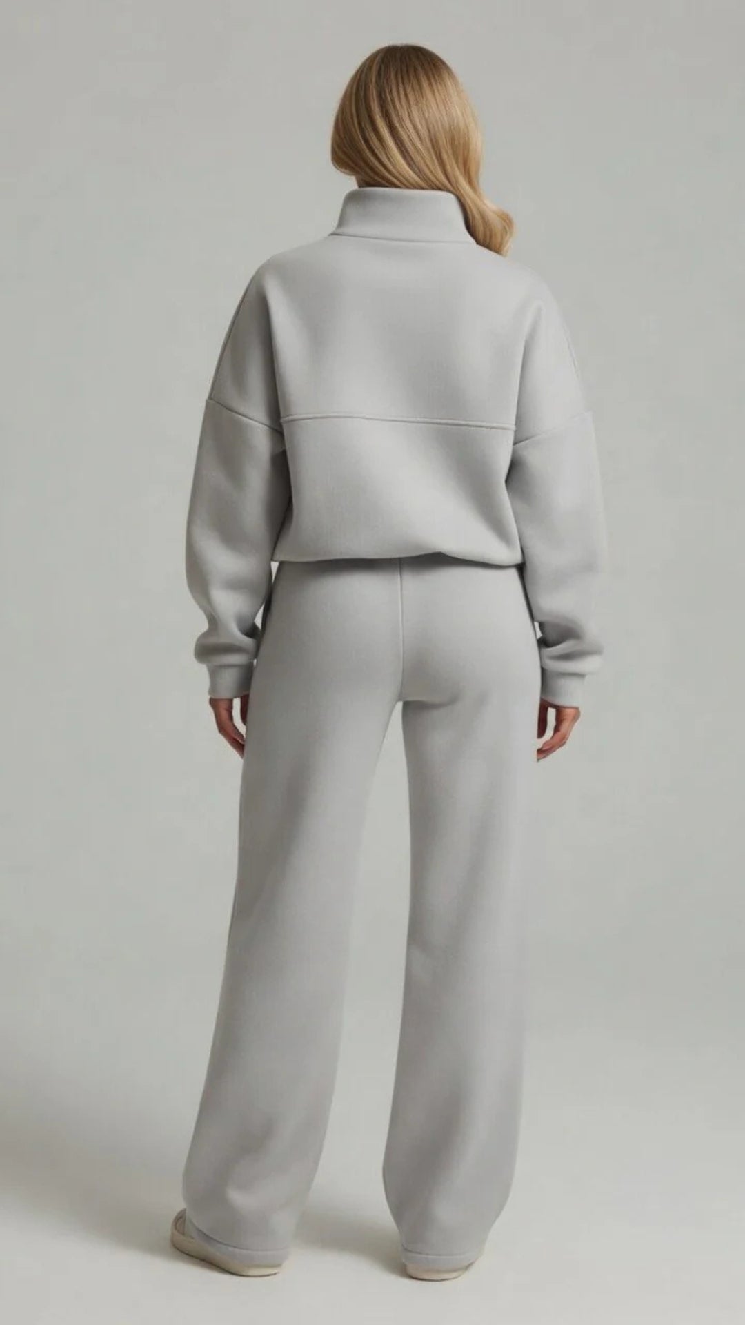 Zip-Up Sweatshirt &amp; Wide-Leg Trouser Set