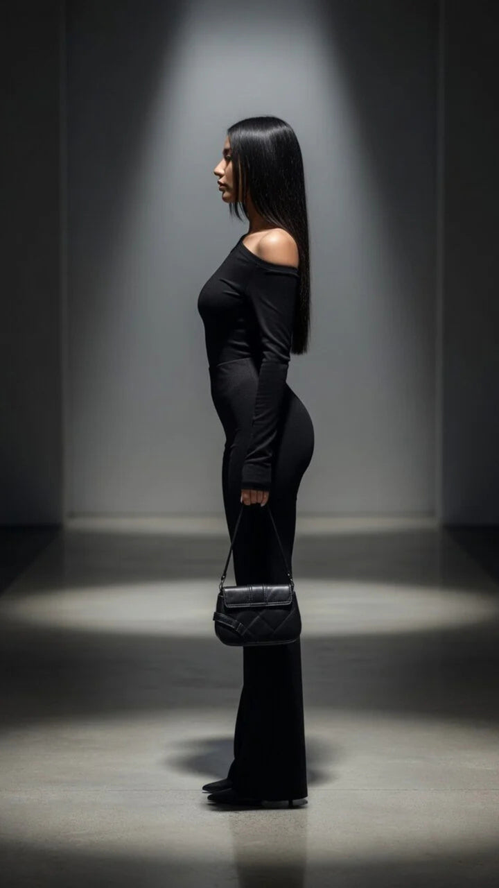 One-Shoulder Off-The-Shoulder Flare Jumpsuit