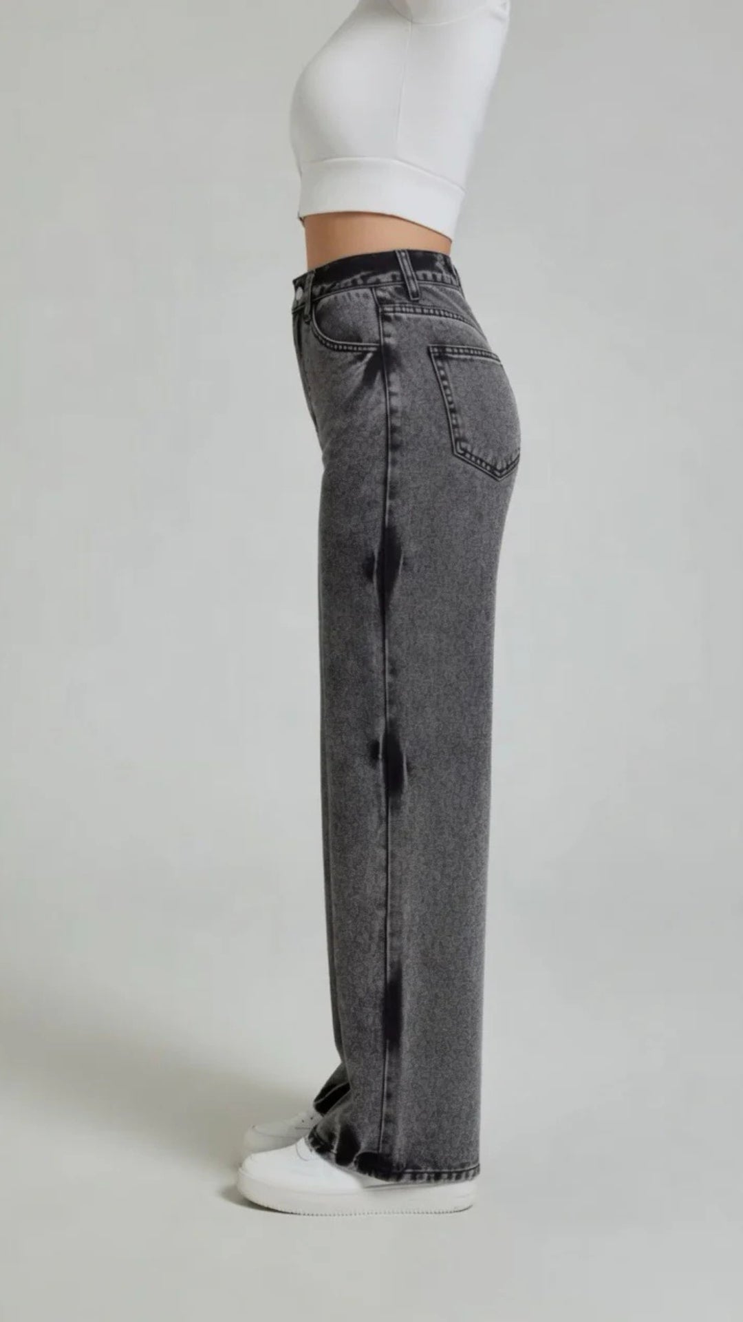 Basic Grey Straight Leg Jeans