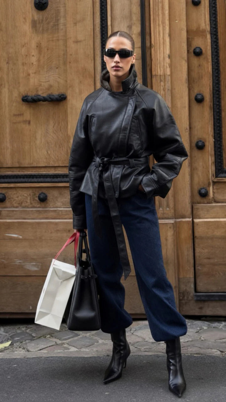Faux Leather Trench-Coat Jacket