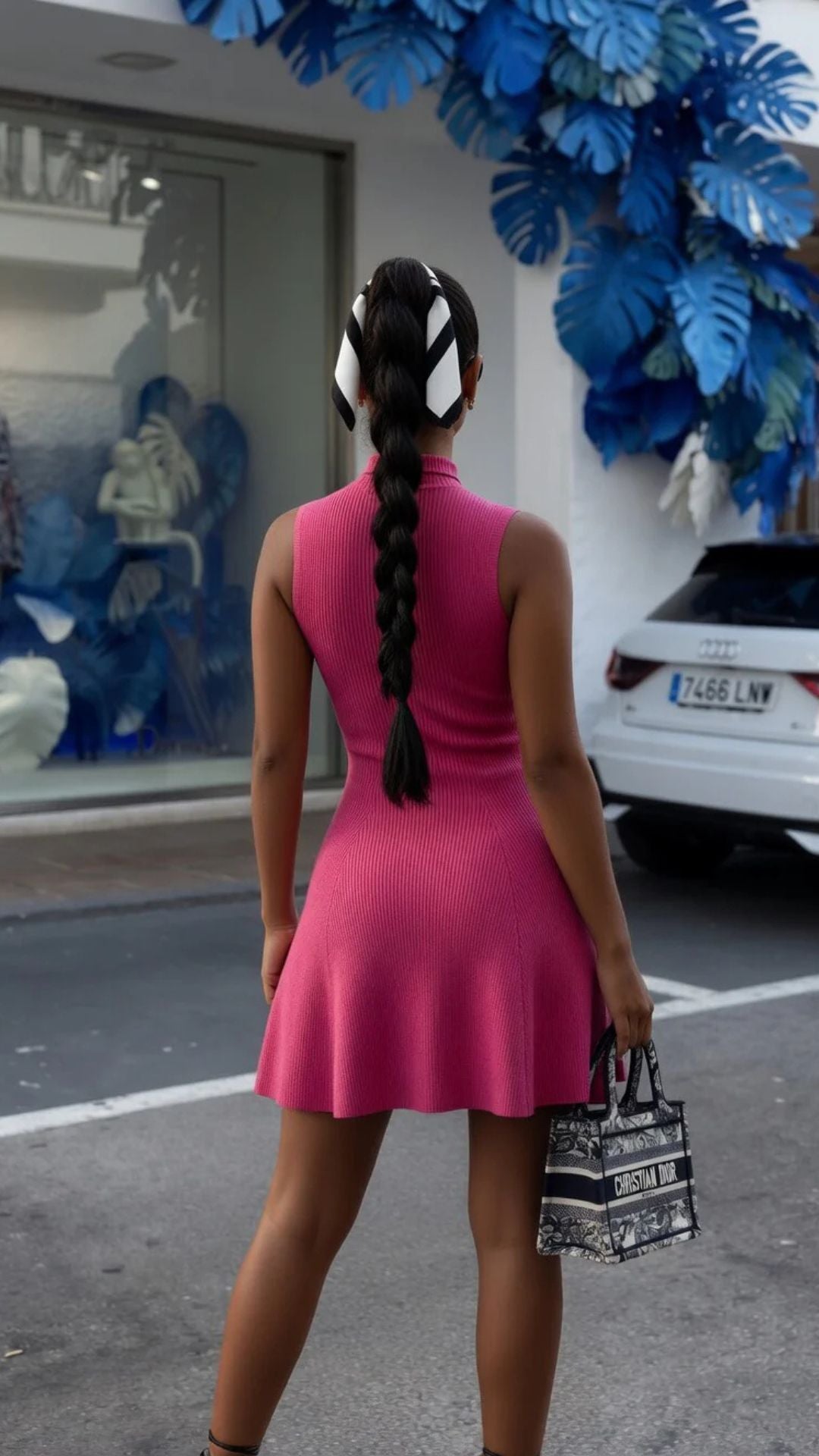 High Collar Sleeveless Mini Dress