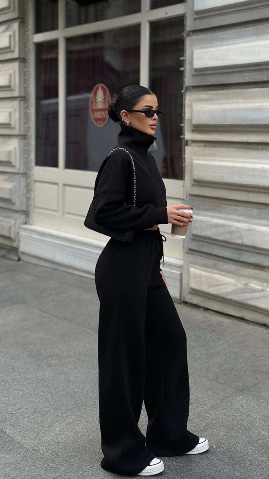 Half-Zip Sweatshirt &amp; Wide-Leg Trouser Set