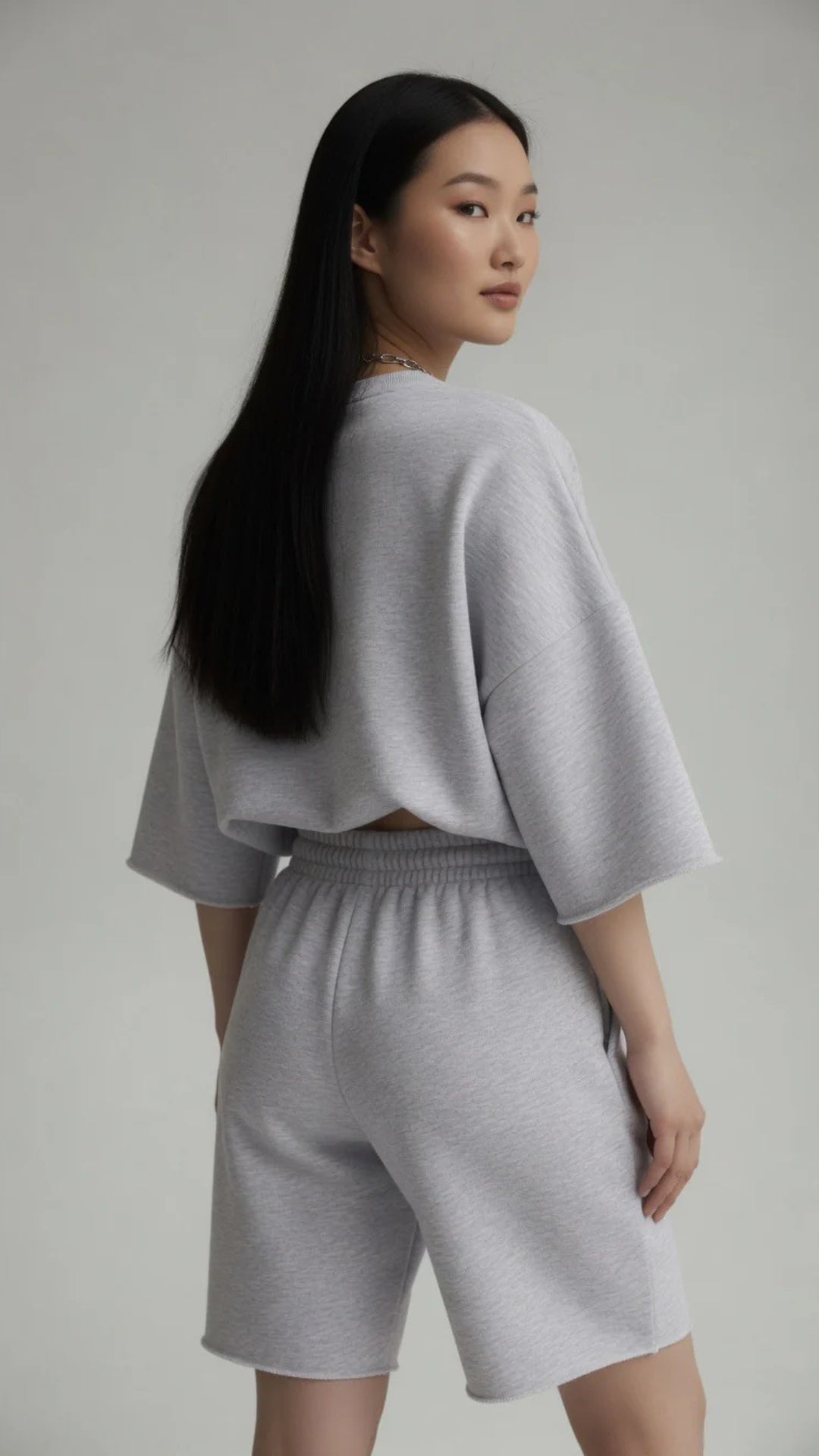 Oversized Crop Sweatshirt &amp; Shorts Set