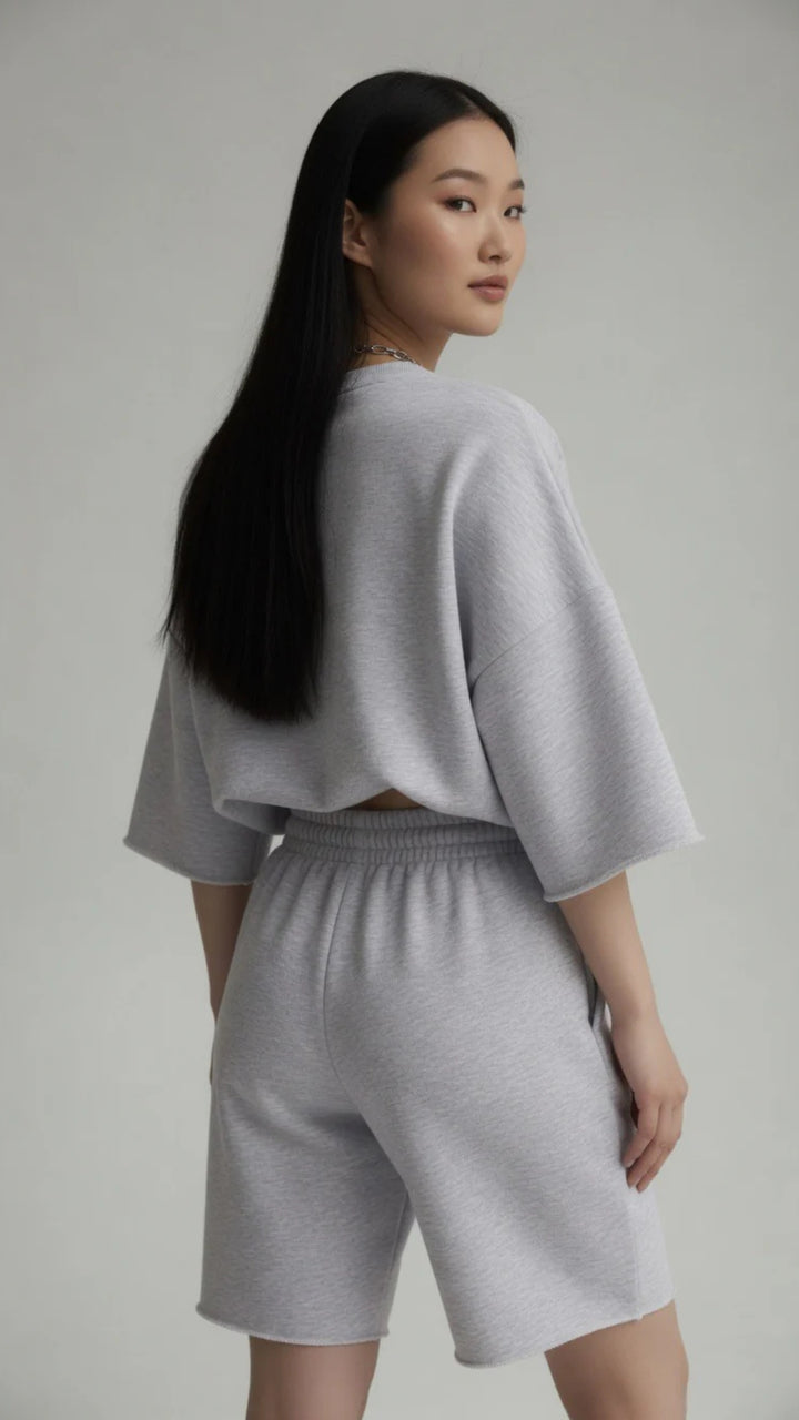 Oversized Crop Sweatshirt &amp; Shorts Set