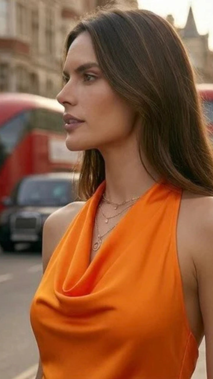 Satin Cowl Neck Top