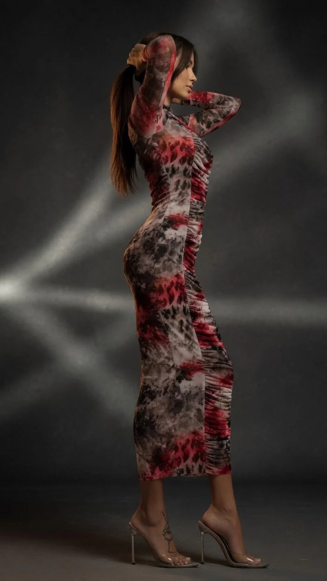 Multi-Colour Print Midi Dress