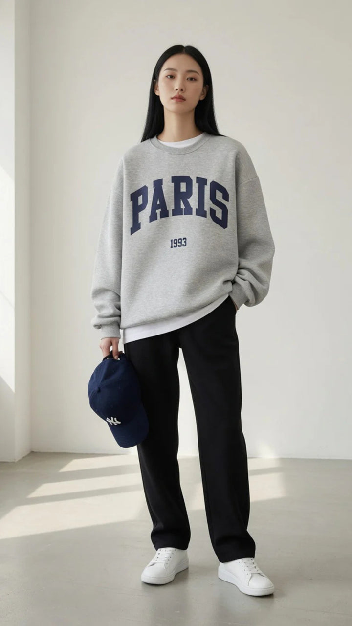 Basic Paris Print Sweatshirt