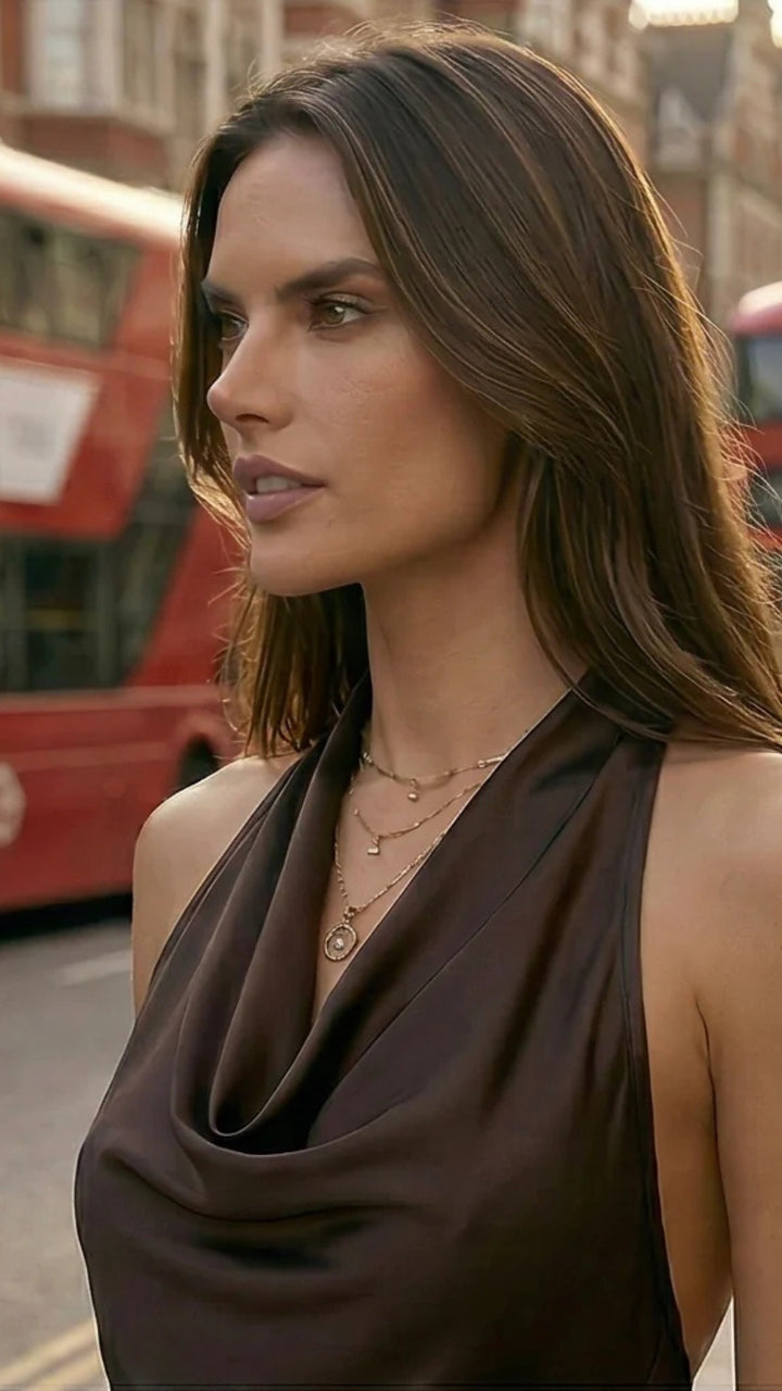 Satin Cowl Neck Top