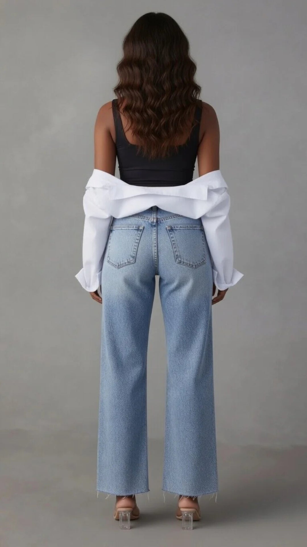 Ripped Detail Straight Denim Jeans