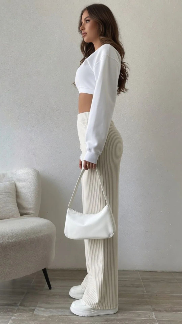 Beige Pleated Joggers