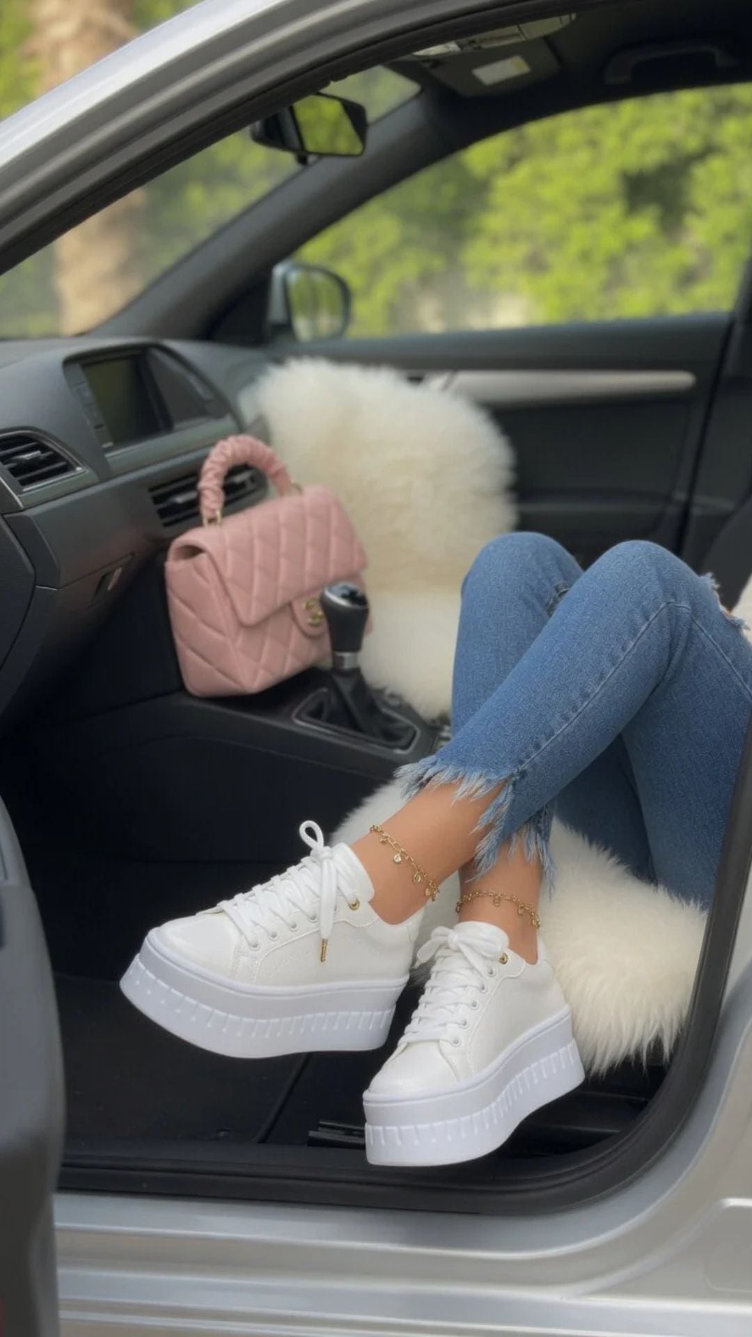 Faux Leather Lace-Up Chunky Platform Sole Trainers
