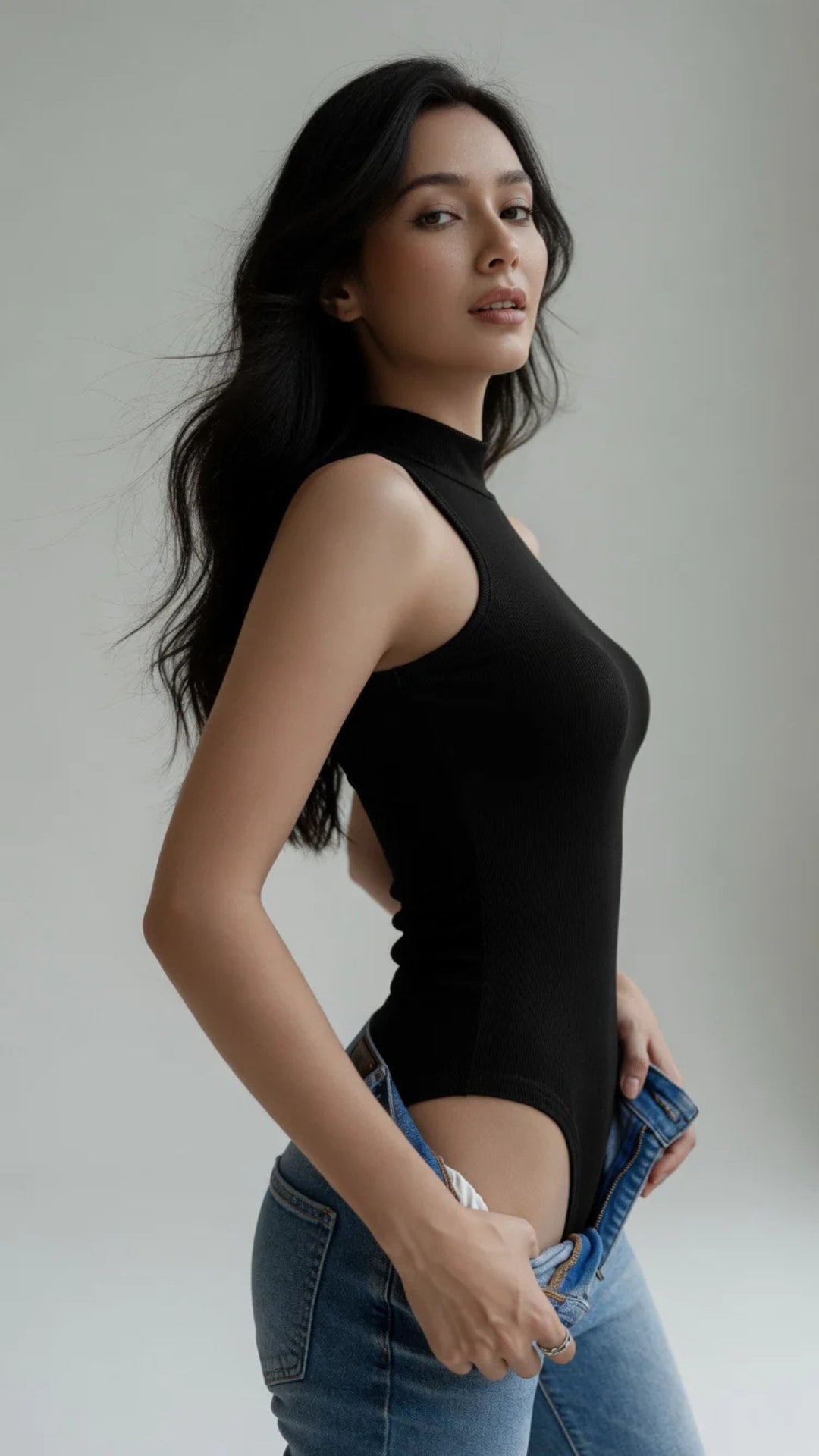 High-Neck Sleeveless Bodysuit