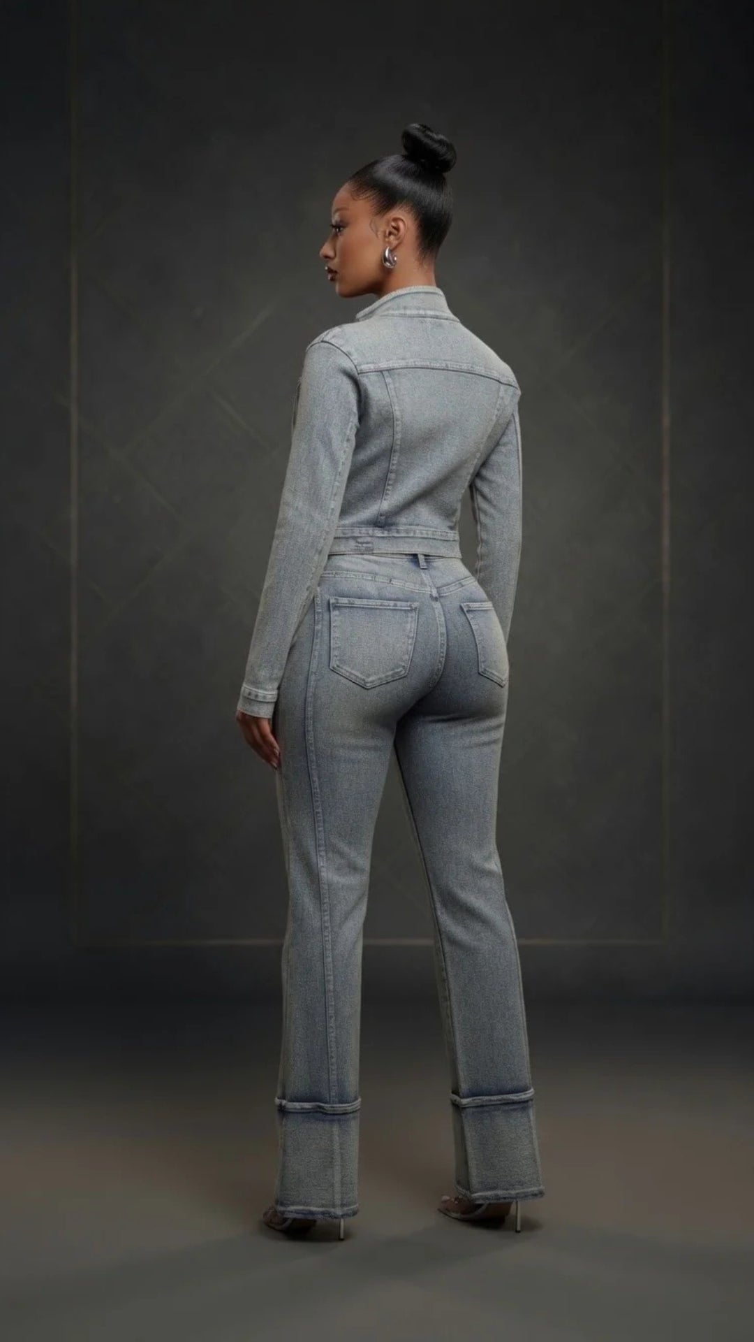 Biker-Style Denim Jacket and Jeans Set
