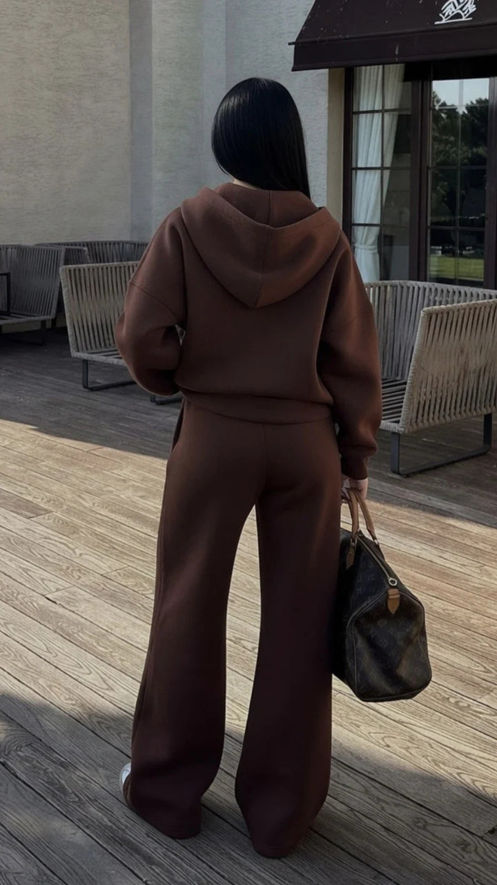 Half-Zip Sweatshirt &amp; Wide-Leg Trouser Set