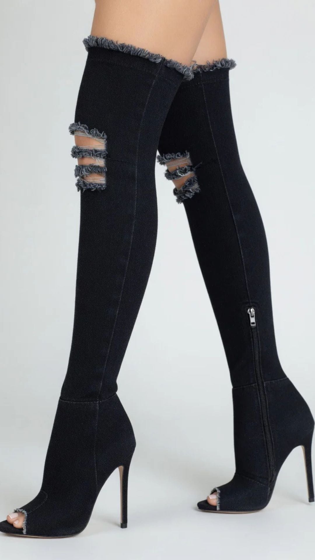 Denim Long Boots