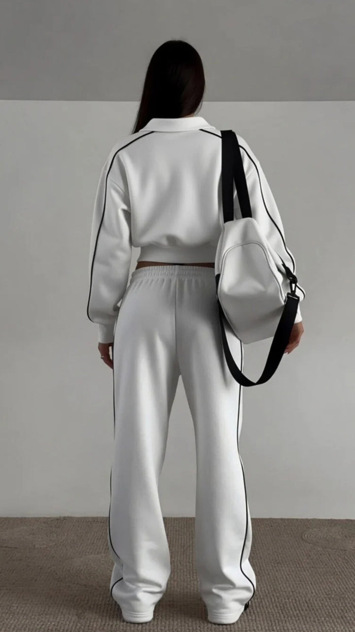 Zip-Up Jacket &amp; Wide-Leg Trouser Set