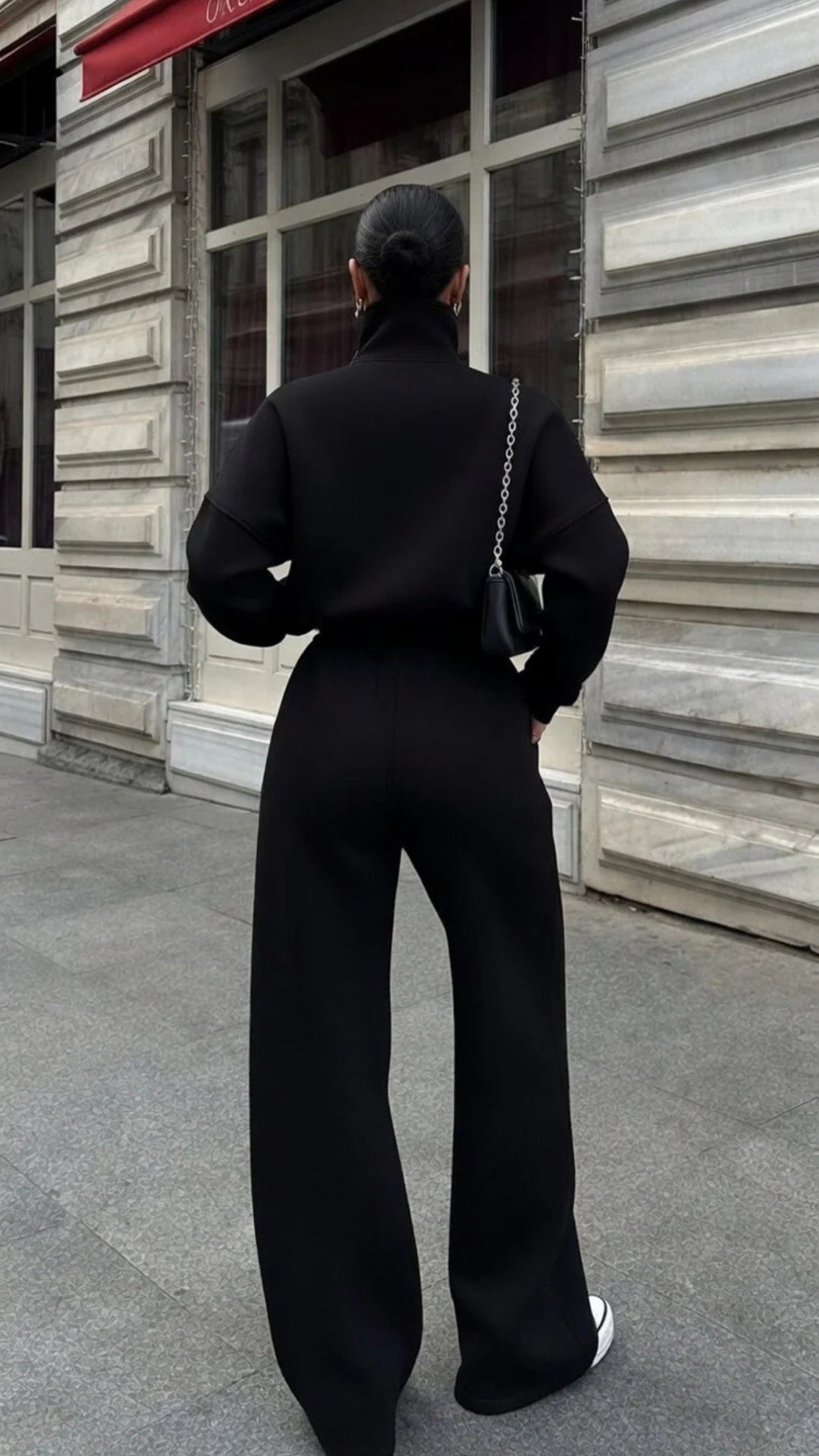 Half-Zip Sweatshirt &amp; Wide-Leg Trouser Set