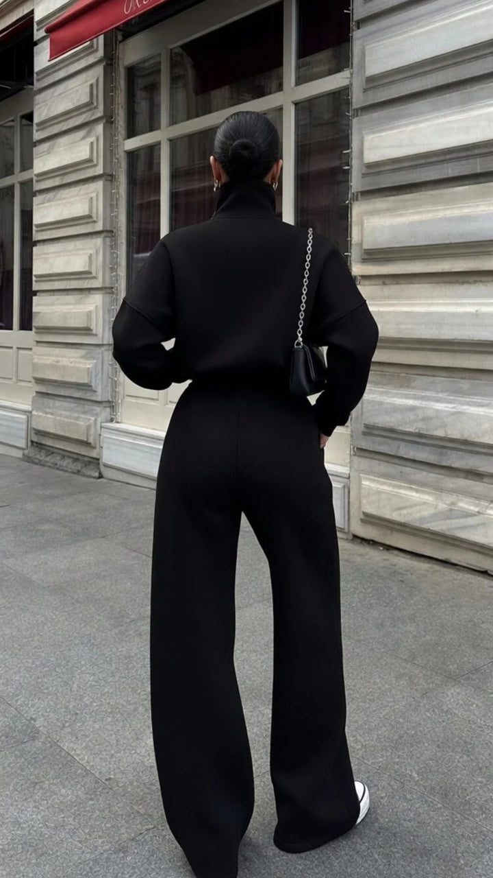 Half-Zip Sweatshirt &amp; Wide-Leg Trouser Set