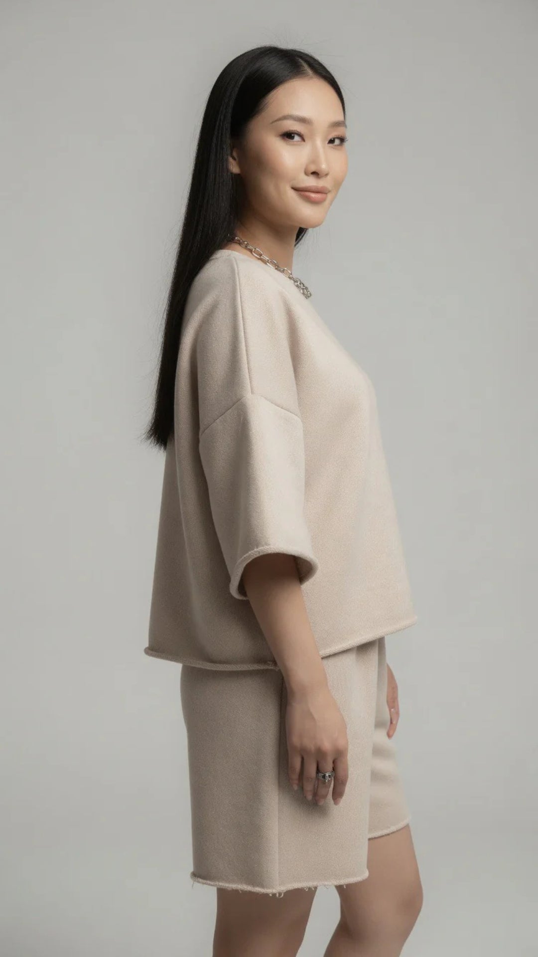 Oversized Crop Sweatshirt &amp; Shorts Set