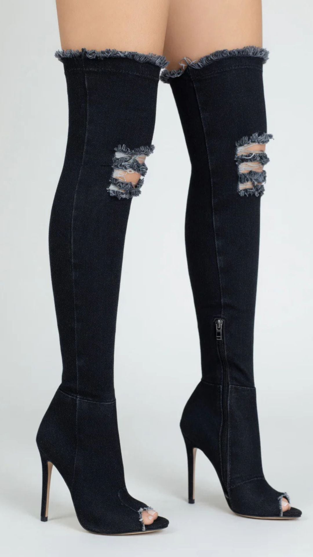 Denim Long Boots