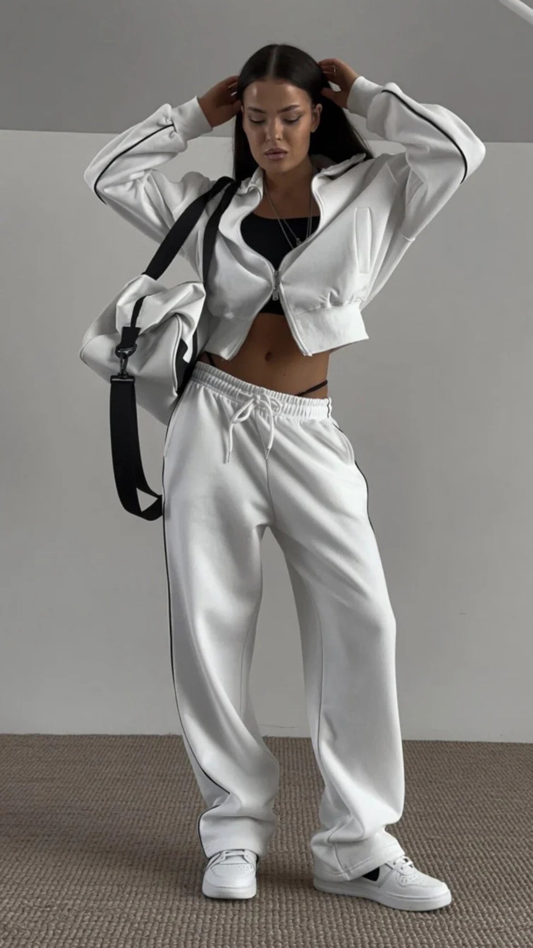 Zip-Up Jacket &amp; Wide-Leg Trouser Set