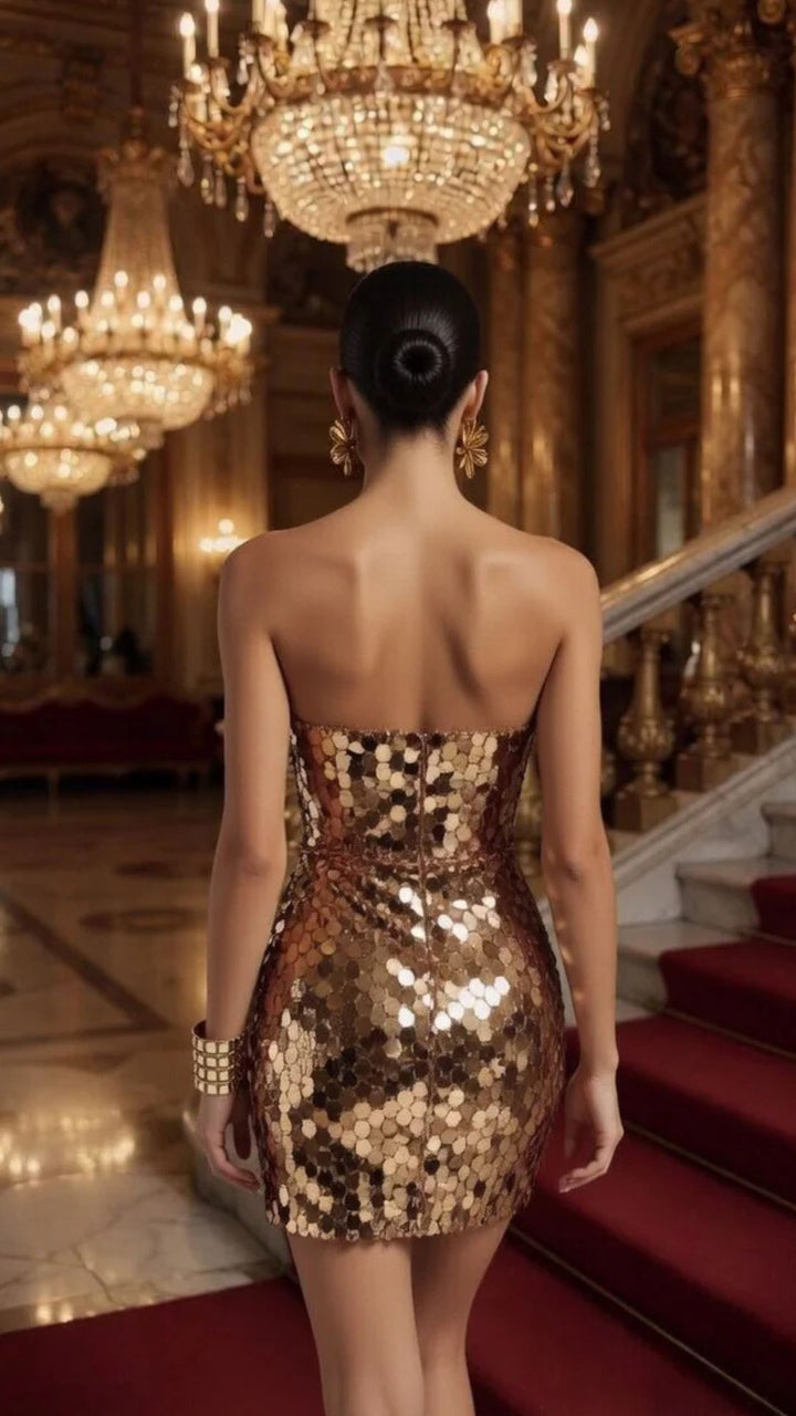 Sequin Strapless Mini Dress