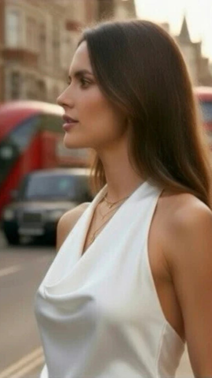 Satin Cowl Neck Top