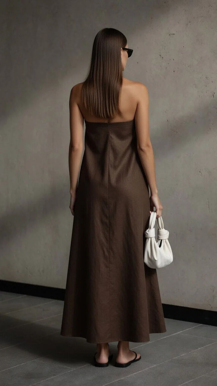 Strapless Linen Maxi Dress