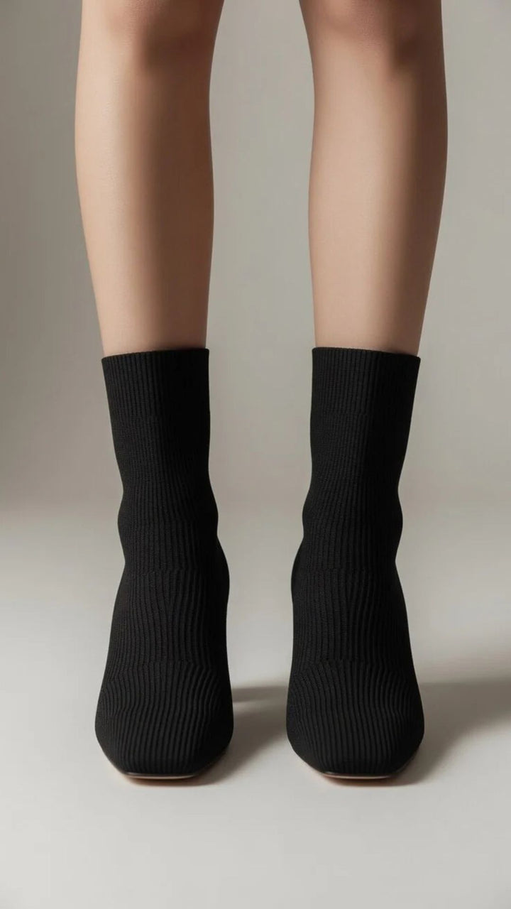 Ribbed-Knit Sock Boots