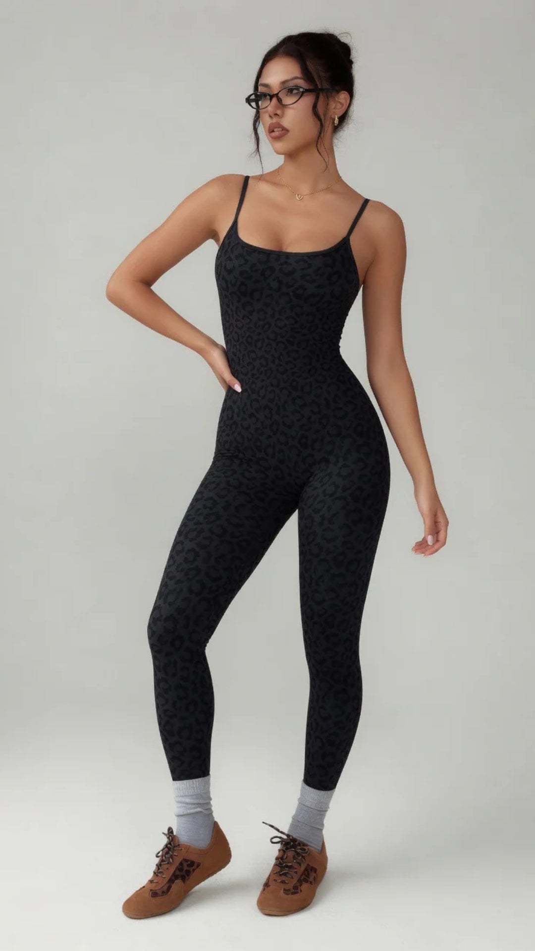 Basic Leopard Print Jumpsuit