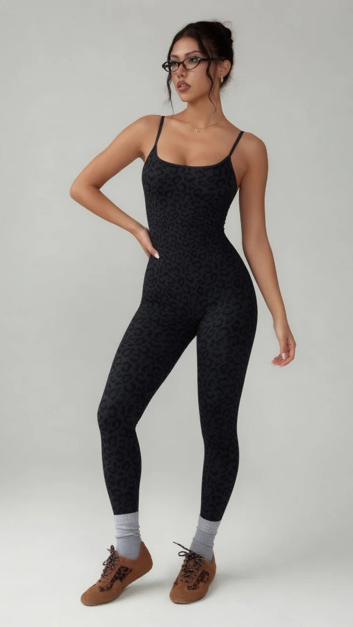 Basic Leopard Print Jumpsuit